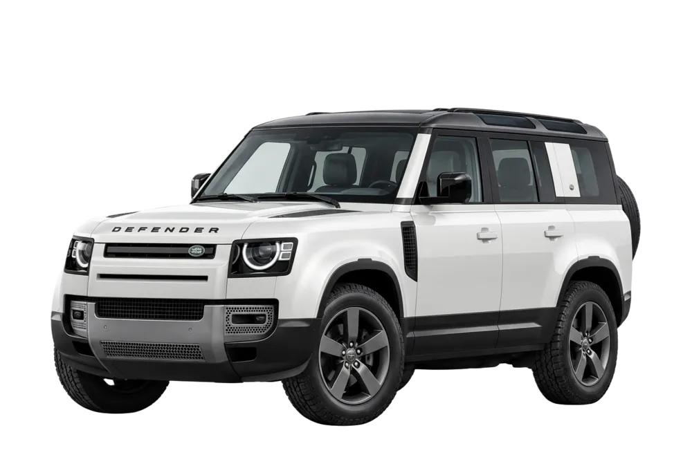 Defender White available for luxury car rental